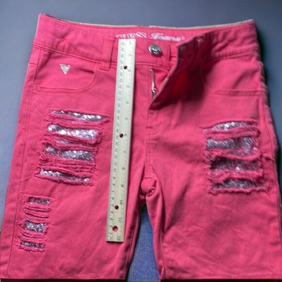 Guess Jeans l Girl’s Jean shorts l Coral Sequin l 5-pocket l Distressed l 12 - Picture 5 of 11